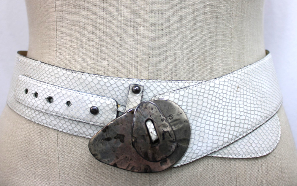 Vintage Nbel Metal Buckle & AVION Belt Leather Print Made in Italy Size 90 M